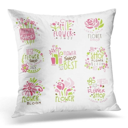 CMFUN Best Flower Green and Pink Colorful Graphic Design Stencils Bouquet Throw Pillow Case Pillow Cover Sofa Home Decor 16x16
