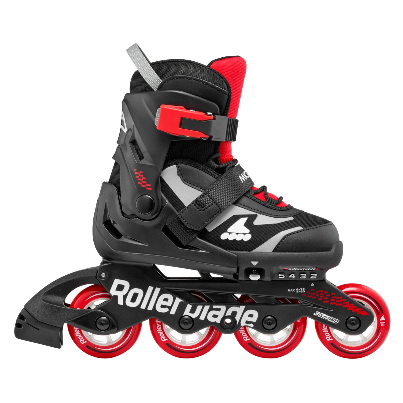 ROLLERBLADE Kids' Microblade Black/Red Skates, Size: 2-5 (86B0751530ND01-2-5)