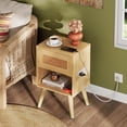 thumbnail image 7 of Rattan Nightstand Durable with Charging Station, Boho Night Stand, Small Bedroom Side Table, 7 of 7