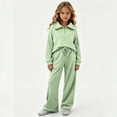 thumbnail image 5 of Enjoytime Girls Outfits Collared Quarter Zip Sweatshirt Pants 2 Piece Set Kids Casual Fashion Long Sleeve Sweatsuit, 5 of 7
