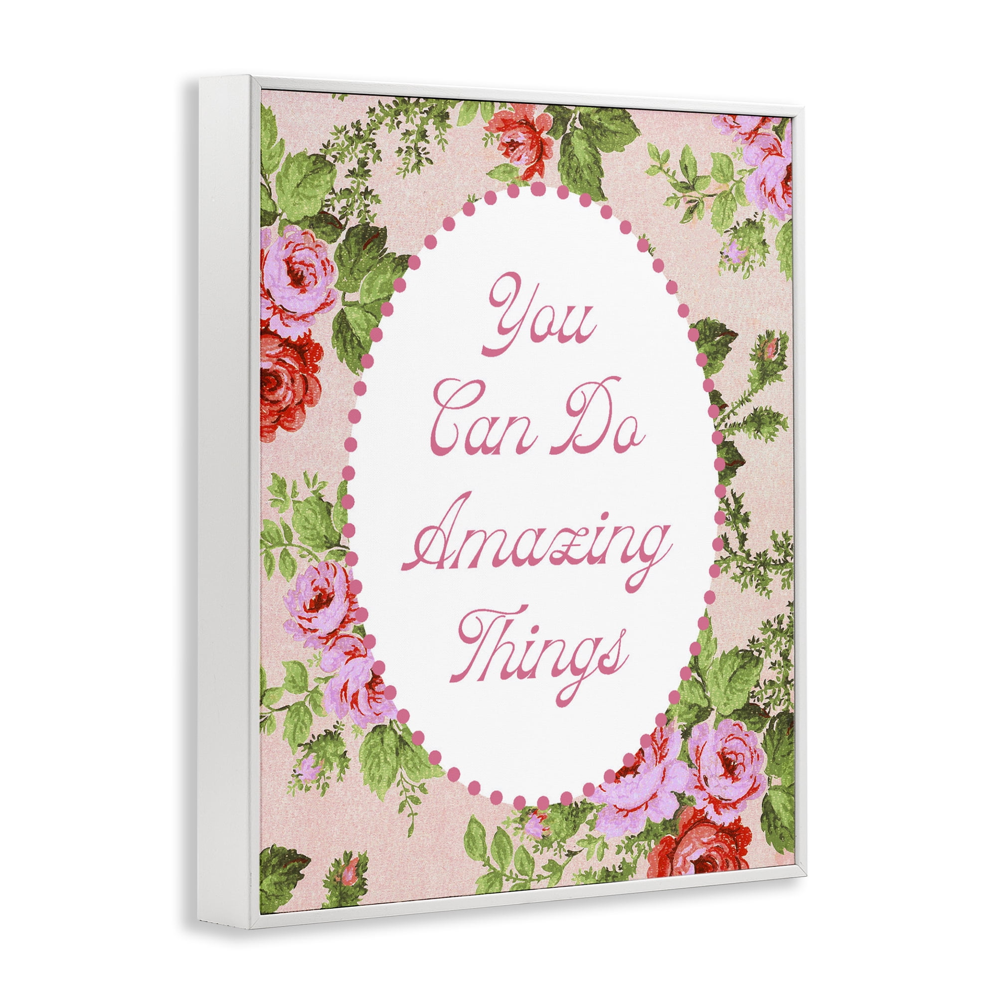 Stupell Industries You Can Do Amazing Things with Vintage Florals White Framed Giclee Art, design by Lil' Rue