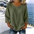 thumbnail image 3 of cocolona Womens Summer Tops 3/4 Sleeve Crew Neck Shirts Dressy Casual Loose Pullover Blouses, 3 of 5