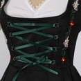thumbnail image 4 of Women's Oktoberfest Dirndl Dress 3 Piece Bavarian Costume Floral Embroidery Lace Blouse Corset Skirt Set for Halloween Carnival, 4 of 5
