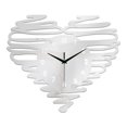 thumbnail image 1 of Reloj de pared con forma de corazón, números arábigos, 12 pulgadas, analógico, moderno, con movimiento silencioso. Plata, 1 of 9