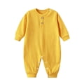 thumbnail image 3 of Loopsun Newborn Romper Solid Long Sleeve Crew Neck Jumpsuit for 3-24M, 3 of 5