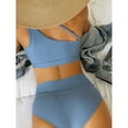 thumbnail image 3 of Women One Shoulder Wrap Bikini Set Push Up High Waisted Two Piece Swimsuits Tummy Control Swimwear, 3 of 8