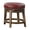 Red+Brown, variant on 2pcs Chair-height Stools, Red Faux Leather 360-degree Swivel Seat, Solid Wood Frame With Brown Finish And Attractive Nailhead Trim Round Stools Of 2, Upholstery, In Splendid For Dining