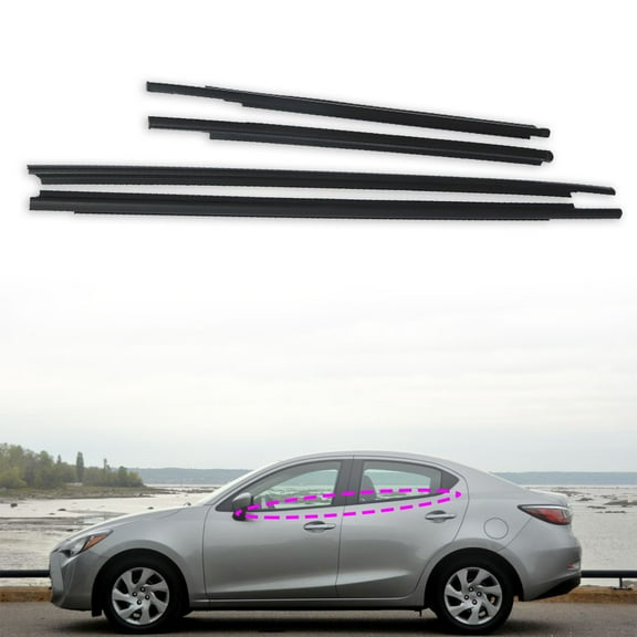 ALL-CARB Outside Window Weatherstrip 4PC Sweep Belt Seals Black Replacement for 2007-2016 Toyota Yaris Sedan