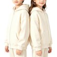 thumbnail image 5 of Gubotare Girls Zip Up Hoodies Teen Fleece Full-Zip Sweatshirts Jacket Casual Fall Hoodie with Pocket Beige,Size 7-8 Years, 5 of 7
