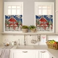 thumbnail image 4 of Christmas Snowman Kitchen Curtains and Valances Set, Snow Red Barn Xmas Tree Blue Background Rod Pocket Window Valance Window Curtain Panels for Living Room Bedroom Laundry, 27.5x36in, 3 Pieces, 4 of 7