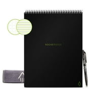 Rocketbook Flip Smart Reusable Notepad - Black - Letter Size Eco-Friendly Notepad (8.5" x 11") - 32 Dot-Grid and Lined Pages - 1 Pen and Microfiber Cloth Included