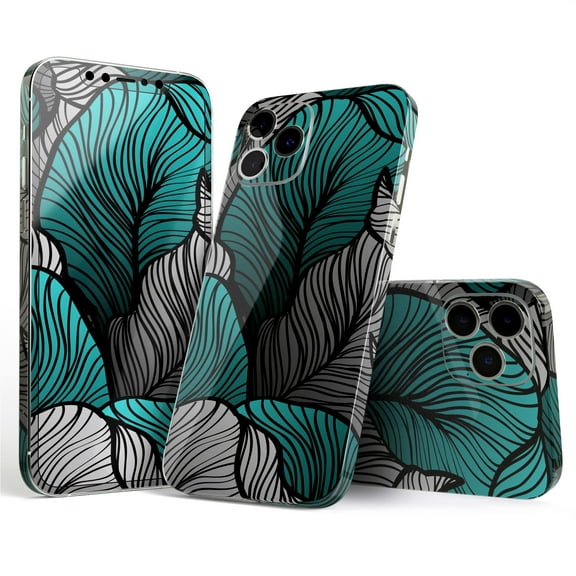 DesignSkinz Vivid Teal Floral Waves Full-Body Skin Decal Wrap Cover for iPhone 16