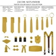 thumbnail image 7 of Jacob Alexander Men's Solid Fabric Suspenders Braces Convertible Leather Ends and Clips Y-Back - Gold, 7 of 7