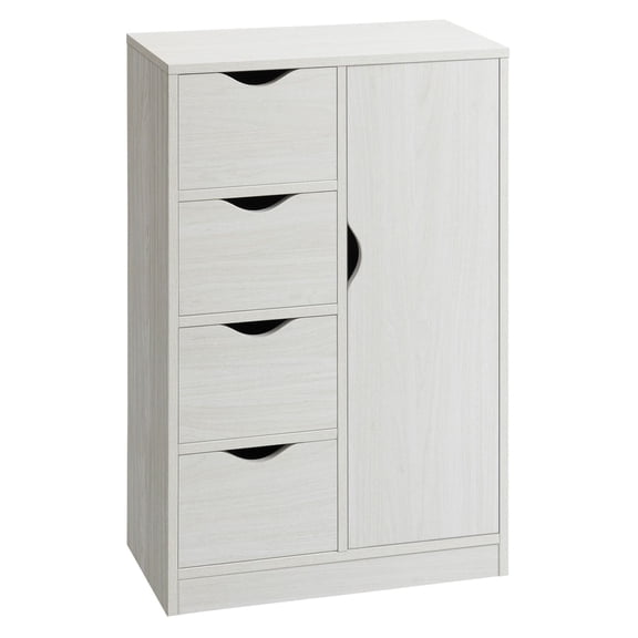 SAZYY Slim Storage Cabinet, Freestanding Organizer Chest with 4 Drawers for Bedroom, Entryway, Living Room & Bathroom, White