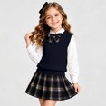 thumbnail image 4 of Qingpeng Boys Girls V Neck Pullover Vest Sleeveless School Top with Cable Texture Design, 4 of 5