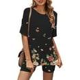 thumbnail image 1 of Ensembles Assortis pour Femmes Mode Blouse Col Rond Manches Courtes Hauts Shorts Ensemble Décontracté Ensembles Assortis Femmes Été en Liquidation, 1 of 5