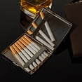 thumbnail image 3 of 20-pack stainless steel cigarette box, portable ultra-thin flip-top cigarette holder, free engraving, customized creative birthday gift for men,SKU00336-单排花 20支粗烟/22支中支, 3 of 12