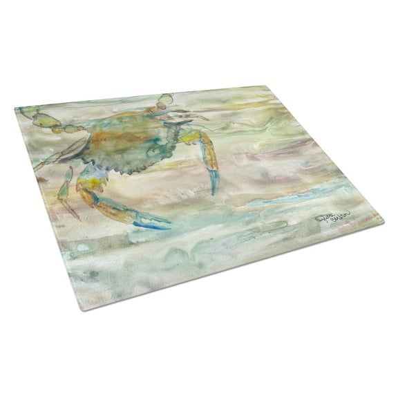 Blue Crab Sunset Glass Cutting Board Large