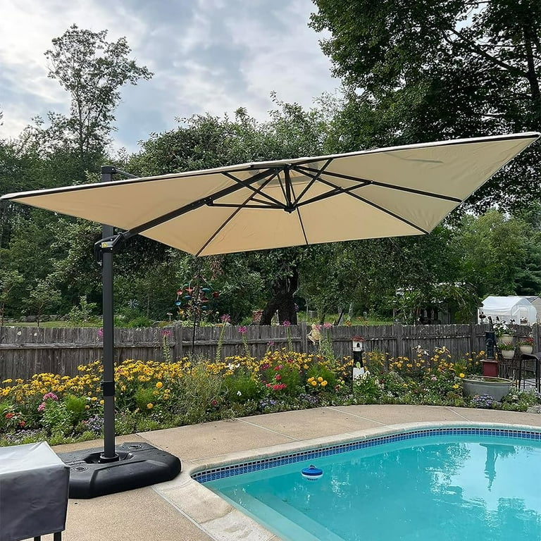 14 foot cantilever patio umbrella PURPLE LEAF 14x8ft Double-sided Rectangular Garden Table Umbrella with Base, Grey