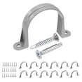 thumbnail image 1 of Uxcell 12pcs 3 Pulgadas Abrazaderas de Tubo de PVC Plástico con 2 Agujeros, Abrazadera en Forma de U con Tornillo de Acero Inoxidable 410 para Fijación de Tubos y Cables, 1 of 7