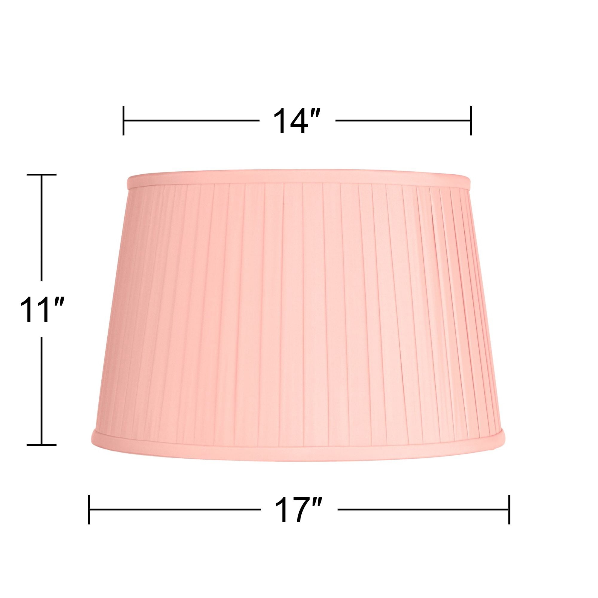 Springcrest 14" Top x 17" Bottom x 11" High x 11" Slant Lamp Shade Replacement Large Peach Pink Empire Pleated Spider Harp Finial