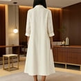 thumbnail image 5 of ClodeEU Women's Summer Linen Blend 3/4 Sleeve Dress ,Casual Loose Fit Midi Dress White,Womens Plus L, 5 of 7