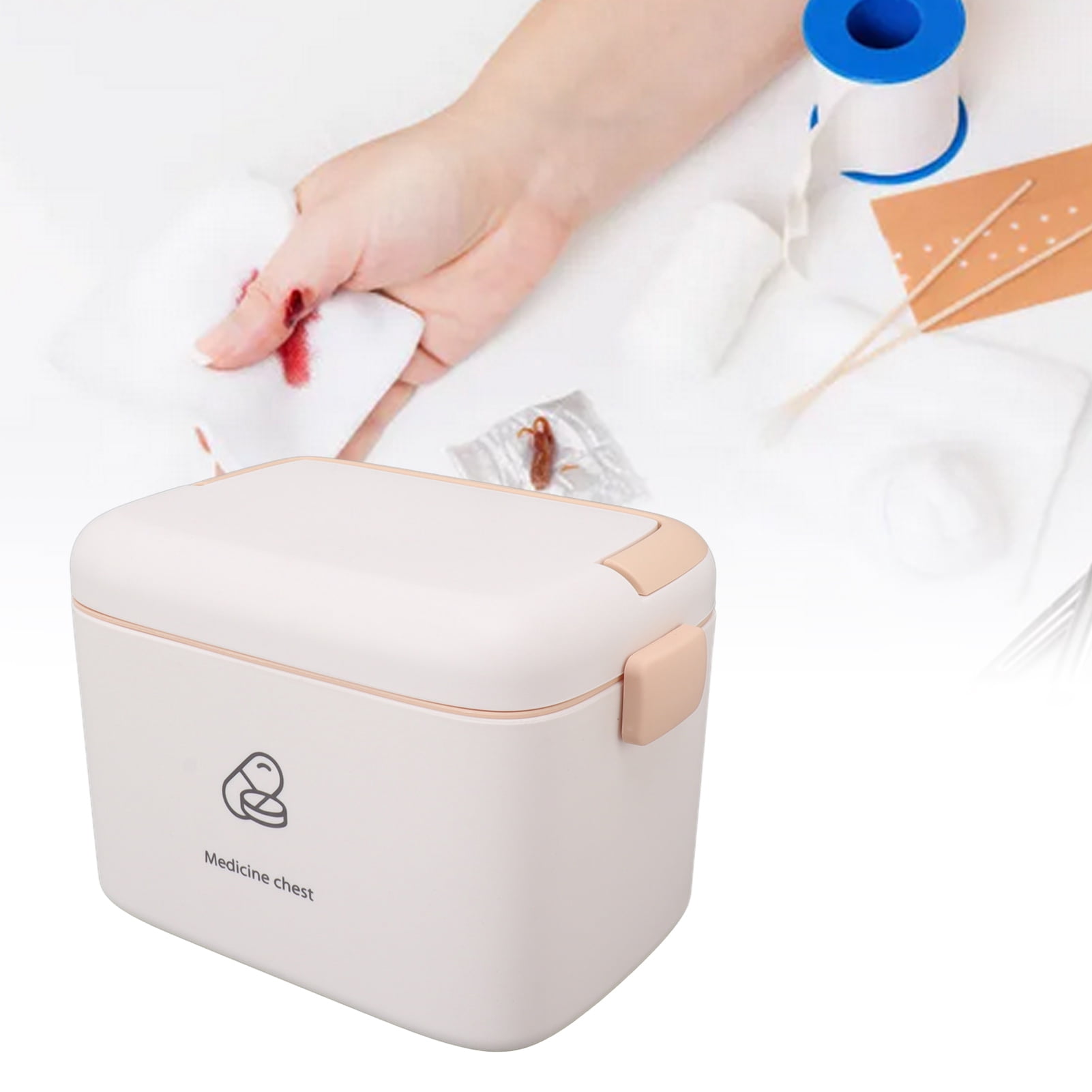 First Aid Storage Box, PP Large Emergency Medicine Kit Case Medicine Storage Organizer For Family,Office And Travel