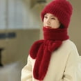 thumbnail image 4 of harmtty Ladies Winter Hat Women Warm Hat Women's Winter Hat Knitted Thick Solid Color Double layered Windproof Warm Soft Ear Elastic Anti slip Wine Red, 4 of 8
