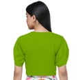 thumbnail image 4 of eloria Women's Casual Blouse Tops, Ruffle Puff Sleeve, Round-Neck Top Color: Green | Size: S, 4 of 6