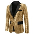 thumbnail image 4 of KHONTS Men's Sequin Blazer Tuxedo Party Prom Wedding Tuxedo One Button Jacket Gold L, 4 of 7