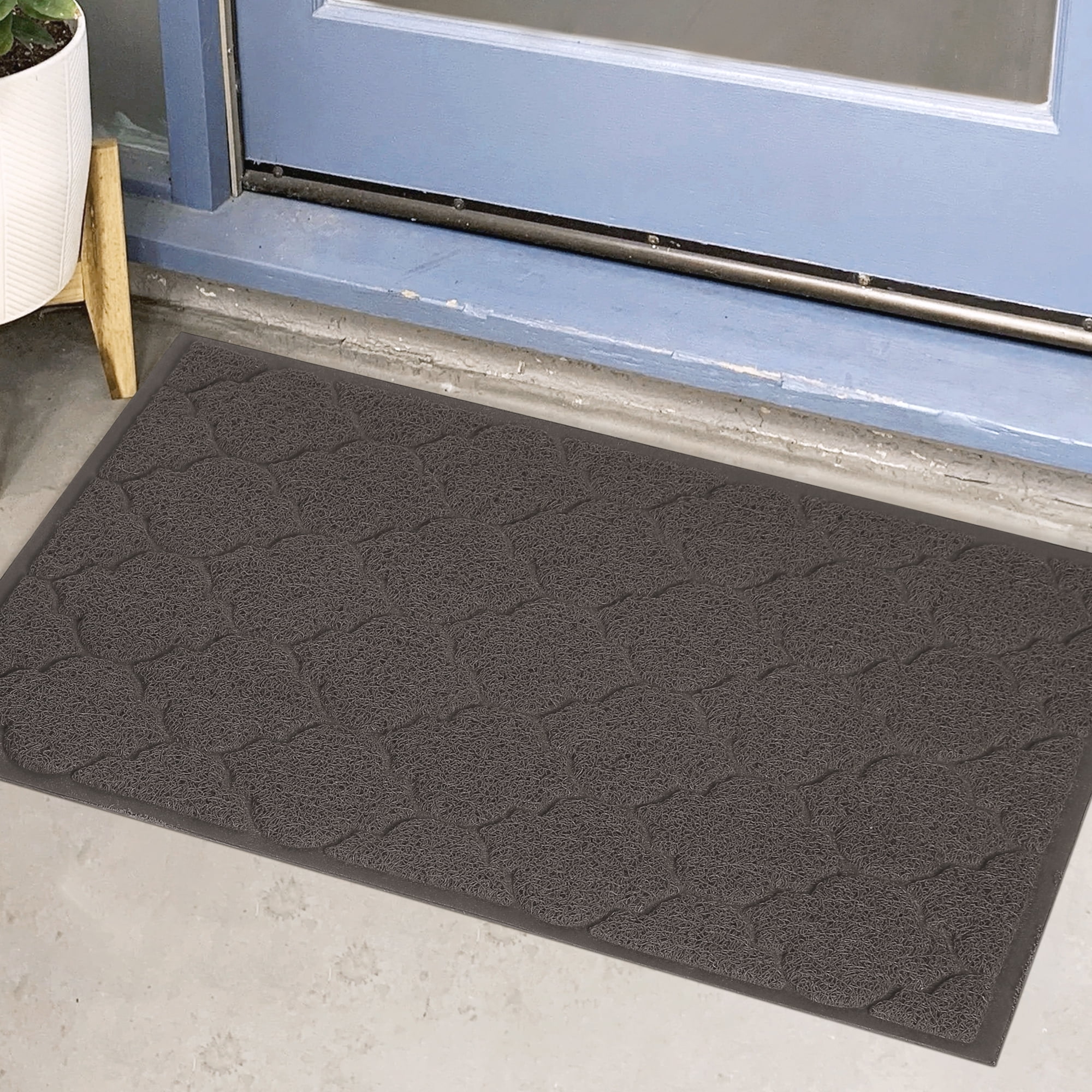 Unique Bargains Front Door Mat Welcome Mat Entryway Low Profile Design Floor Mat Dust Mat Grey 18" x 30"