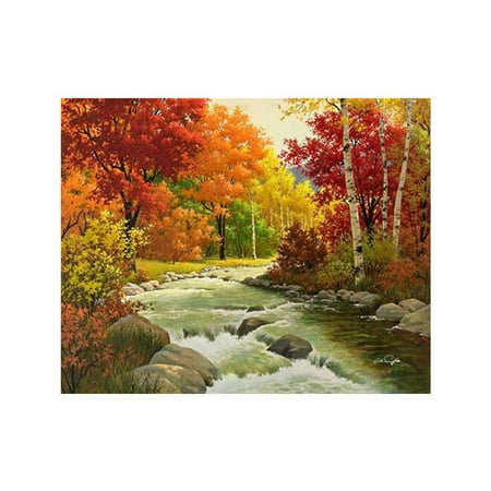 Free Needlepoint Patterns Vivid Autumn Forest Patterns DIY Cross-stitch of Diamond Printed 5D Full Rhinestone Paintings for Home ()