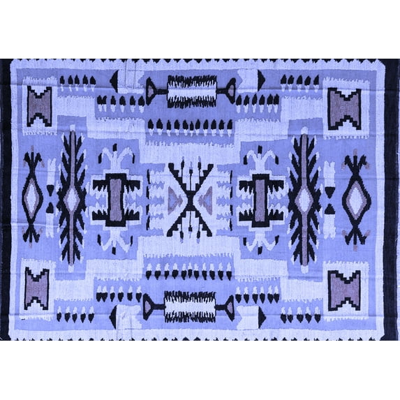 Ahgly Company Machine Washable Indoor Rectangle Abstract Blue Modern Area Rugs, 5' x 7'
