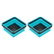 2Pcs Collapsible Magnetic Parts Tray Foldable Tool Trays Square Small Metal Parts Organiser Sky Blue