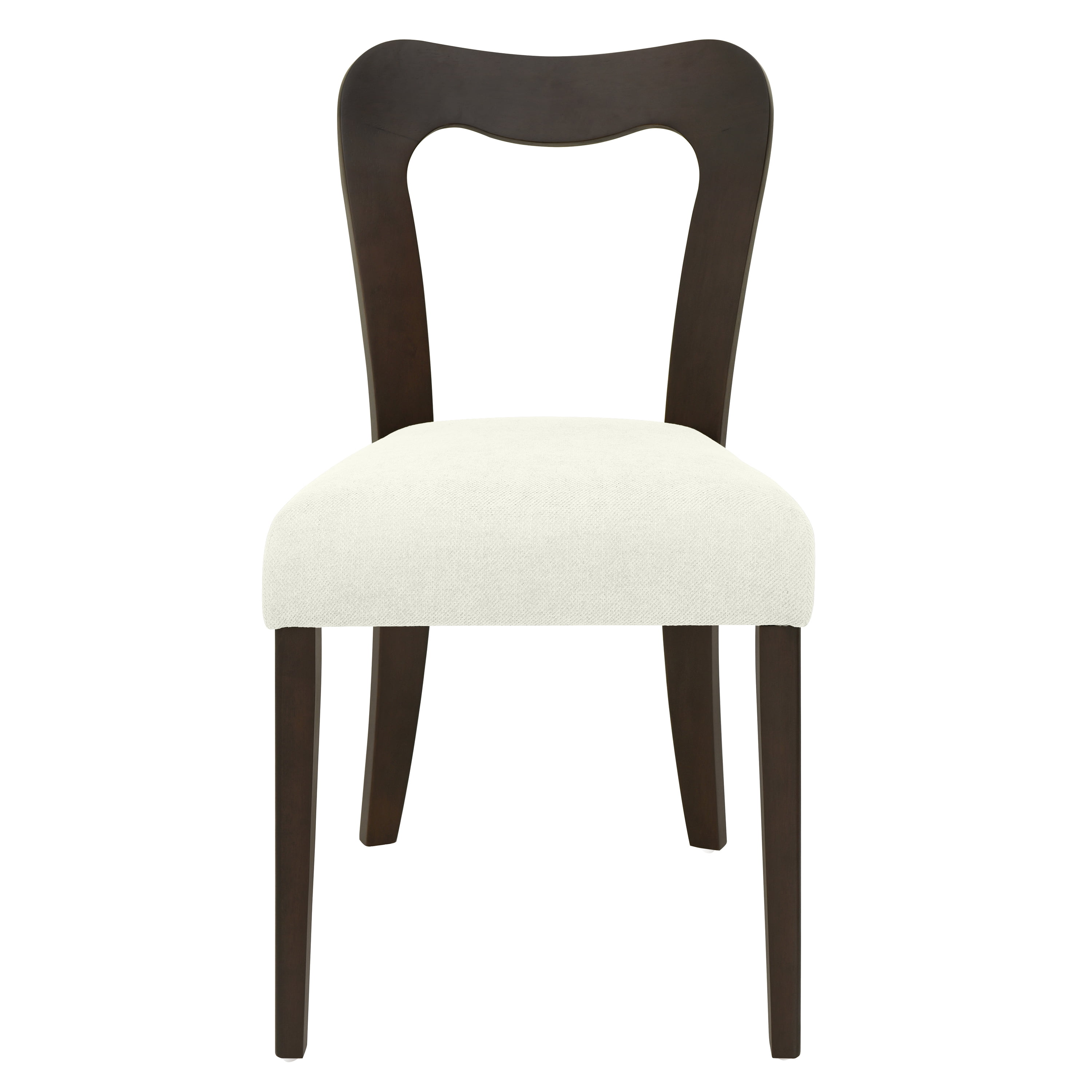 Euroco Mid-Century Dining Chairs Set of 2, Upholstered Kitchen Side Chairs Accent Chairs with Wooden Legs for Living Room,Beige & Dark Brown