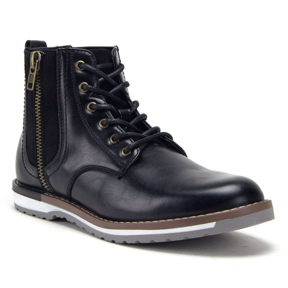 Men's B-1821 Contrast Sole Lace Up Sneaker Boots, Black, 10.5