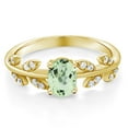 thumbnail image 3 of Gem Stone King 18K Yellow Gold Plated Silver Oval Green Prasiolite Greek Olive Vine Branch Engagement Ring for Women 0.96 Cttw Gemstone Birthstone, 3 of 7