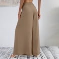 thumbnail image 3 of Pantalones largos de mujer Pantalones de pierna ancha de talle alto Pantalones sueltos con cremallera Pantalones de color puro de verano Caqui L, 3 of 5