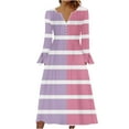 thumbnail image 2 of Dresses for Women Printed Casual Long Sleeve V-Neck Stripe Dress with Pockets, 2 of 5