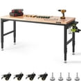 thumbnail image 1 of VEVOR Adjustable Workbench, 72" L X 25" W Garage Worktable with Universal Wheels, 28-39.5" Heights & 3000 LBS Load Capacity, 1 of 9