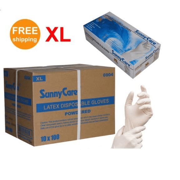 Sunnycare #6904 Latex Disposable Gloves Powdered-SizeX-large100pcs/box ;10Box