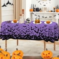 thumbnail image 2 of Halloween Oval Tablecloth, 6084 Inch, Purple Bat Washable Table Cover for Party Picnic Dinner Table Decor, 2 of 6