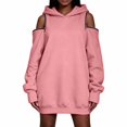 thumbnail image 2 of Womens Hooded Sweatshirt Drop Sleeve Soft Comfort Relaxed Fit Front Pocket Y2K Street for Casual Wear Pink,XL, 2 of 6