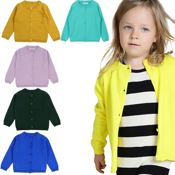 KYAIGUO Cardigan pour Filles et Garçons 12M-7T, Chandail à Manches Longues avec Boutons, Uniforme pour Tout-Petits, Bébés, Enfants