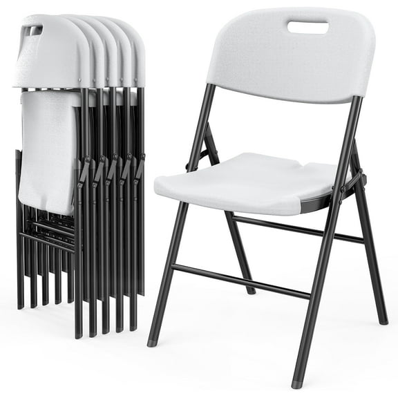Ktaxon 6 Pack 650 Weight Limit Heavy Duty Plastic Folding Chair with Reinforced Steel Frame for Outdoor