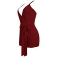 thumbnail image 4 of Akmipoem Sexy Short Rompers Playsuit for Women Sexy Wrap Deep V Neck Sleeveless Jumpsuits, 4 of 6