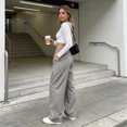 thumbnail image 4 of Women's Wide Leg Pants - Lightweight Pleated Casual Long Trousers - Loose Elastic Waist Drawstring Outdoor Running Pants with Pockets, 4 of 9