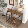 thumbnail image 2 of 38" Heavy Duty Dog Crate, Furniture Style Dog Cage Sliding Iron Door with Wheels, Mat, Dog House for Indoor Dogs, Gray, 2 of 6