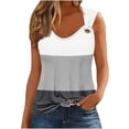 thumbnail image 1 of Mrat Camisoles pour Femmes Débardeurs pour Femmes Tendance Tunique à Col Rond Hauts Décontractés Sans Manches T-Shirts Graphiques à Rayures Camisoles Amples Blouses S-191 Gris TG, 1 of 5