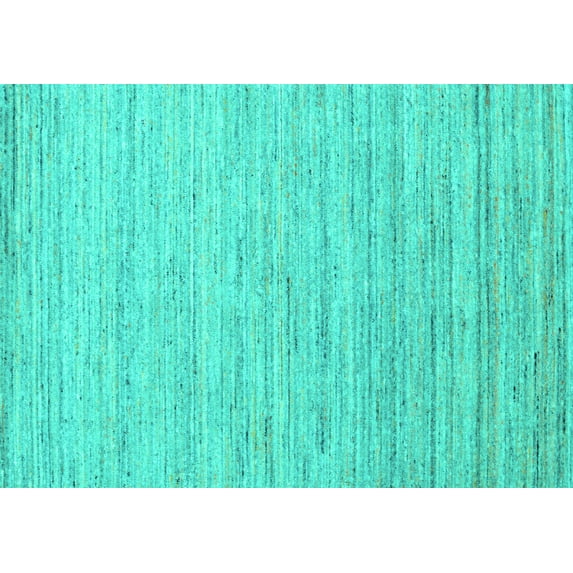 Ahgly Company Machine Washable Indoor Rectangle Abstract Turquoise Blue Contemporary Area Rugs, 2' x 5'